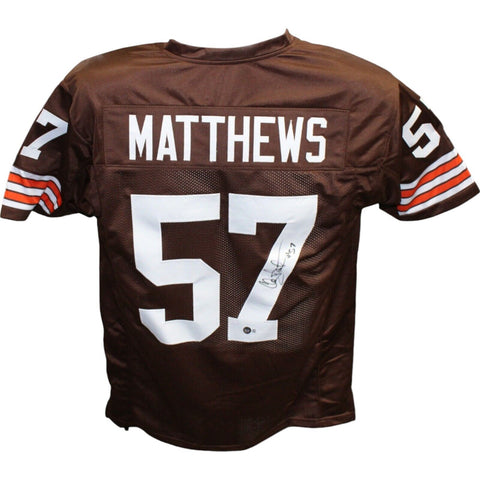 Clay Matthews Sr. Autographed/Signed Pro Style Brown Jersey Beckett 42791