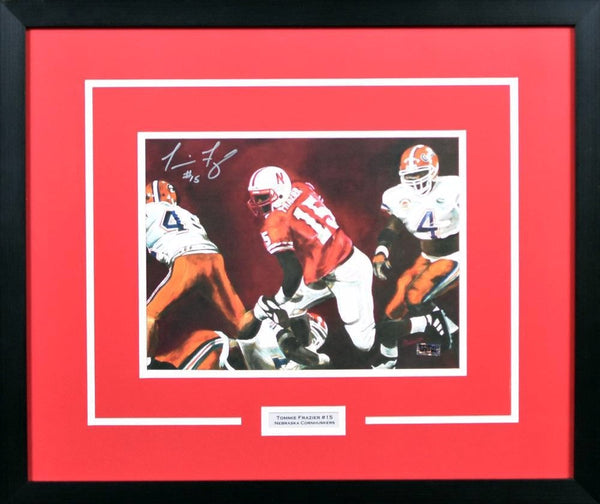 TOMMIE FRAZIER SIGNED NEBRASKA CORNHUSKERS 11x14 FRAMED PHOTO COA