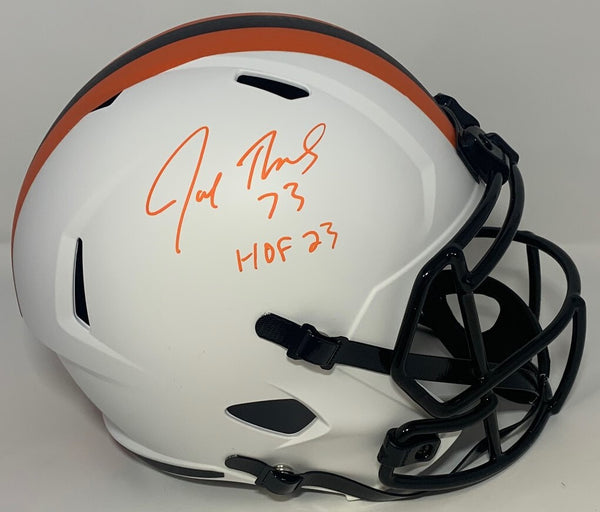 Browns JOE THOMAS Signed Full Size LUNAR Replica Speed Helmet AUTO w/ HOF '23