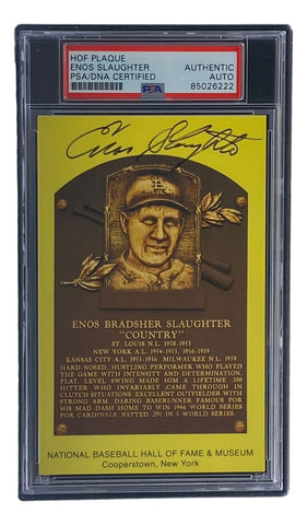 Enos Slaughter Signed 4x6 St Louis Cardinals HOF Plaque Card PSA/DNA 85026222
