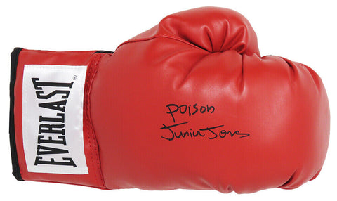 Junior Jones Signed Everlast Red Boxing Glove w/Poison - SCHWARTZ COA