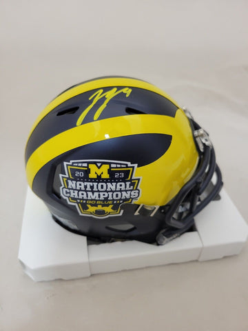 JJ MCCARTHY SIGNED MICHIGAN WOLVERINES NAT CHAMPS LOGO SPEED MINI HELMET BECKETT
