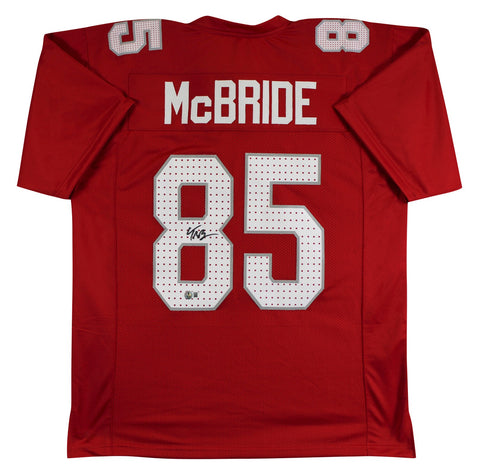 Trey McBride Authentic Signed Red Pro Style Jersey Autographed BAS Witnessed