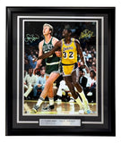 Larry Bird Magic Johnson Signed Framed 16x20 Boston Celtics Lakers Photo PSA+BAS