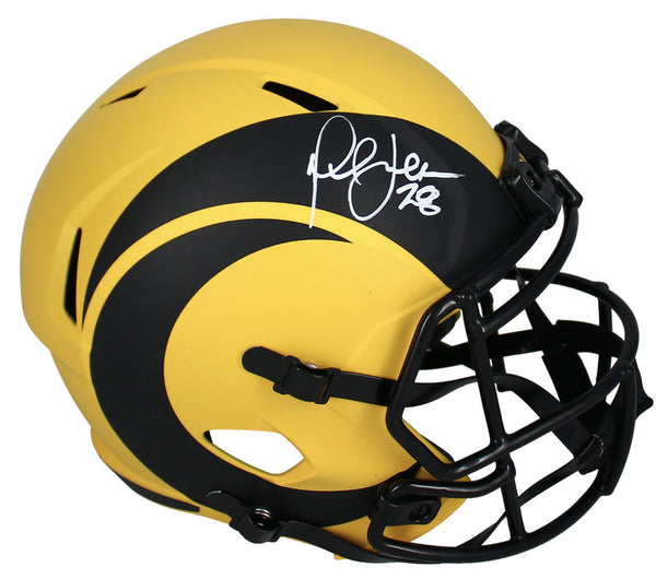 Marshall Faulk Autographed Los Angeles Rams RAVE Full Size Speed Helmet Beckett