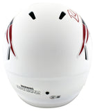 Patriots Randy Moss Signed Flat White Full Size Speed Rep Helmet BAS Witnessed