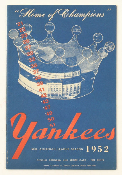 1952 Yankees Golden Anniversary / 50th Season Official Program / Scorecard