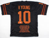 Vince Young Signed Texas Longhorns Highlight Stats Black Jersey (Beckett COA)