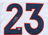 Devontae Booker Signed Denver Broncos White Jersey (Beckett Hologram)