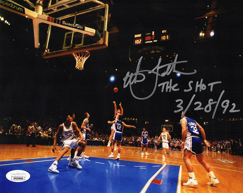 Christian Laettner Signed Duke The Shot 8x10 Photo w/The Shot 3-28-92 - (JSA)