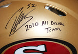 Patrick Willis Autographed San Francisco 49ers TB Pro Helmet Insc. Beckett 44054
