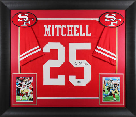 Elijah Mitchell Authentic Signed Red Pro Style Framed Jersey BAS Witnessed