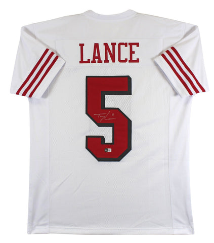 Trey Lance Authentic Signed White Dropshadow Pro Style Jersey BAS Witnessed