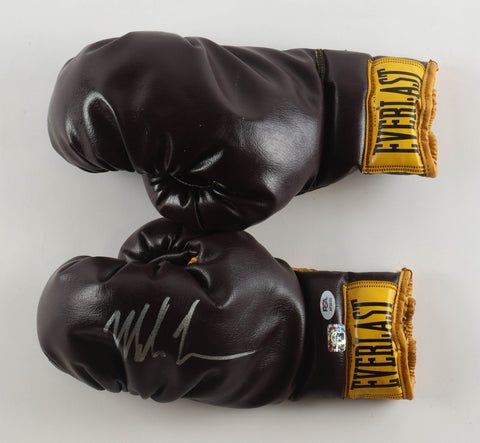 Mike Tyson Signed Set Of (2) Everlast Brown Leather Boxing Gloves (Tyson & PSA)