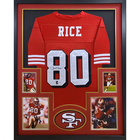 Jerry Rice Autographed Signed Framed San Francisco 49ers Jersey PSA/DNA