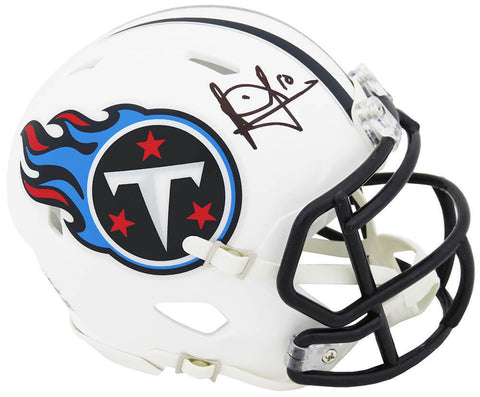 Vince Young Signed Tennessee Titans T/B White Riddell Speed Mini Helmet (SS COA)