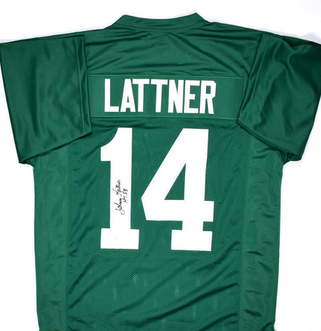 Johnny Lattner Autographed Green College Style Jersey w/HT 53- BA Holo *Black