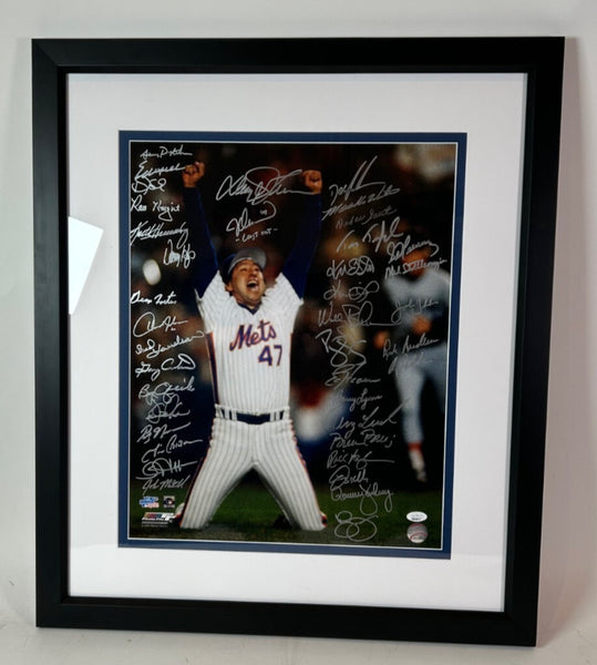 1986 New York Mets World Champions Team Signed Photo 39 Autographs JSA LOA