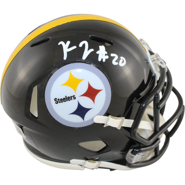 Kaleb Johnson Autographed Pittsburgh Steelers Mini Helmet Beckett Witness 51702