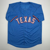 Autographed/Signed Josh Jung Texas Light Blue Jersey Beckett BAS COA