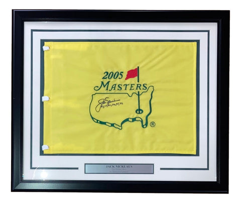 Jack Nicklaus Signed Framed Masters Golf Flag w/ Years BAS AC22579