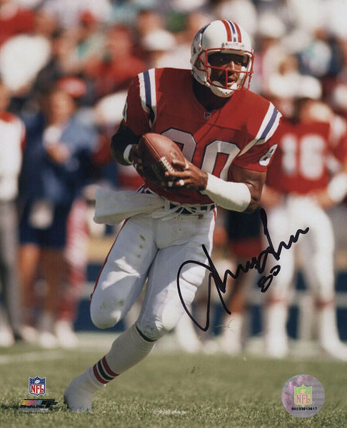 Irving Fryar Signed Patriots Red Jersey Action 8x10 Photo - (SCHWARTZ COA)