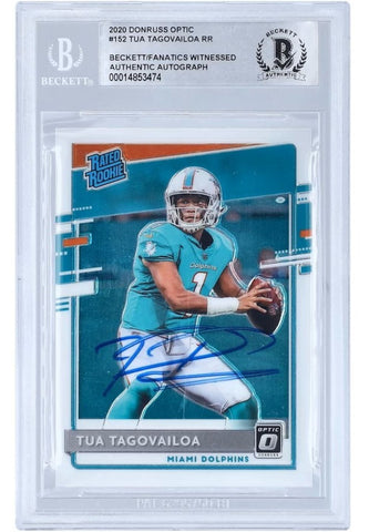 Tua Tagovailoa Signed 2020 Panini Donruss Optic #152 Dolphins Rookie Card BAS