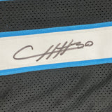 Autographed/Signed Chuba Hubbard Carolina Black Football Jersey Beckett BAS COA