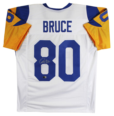Isaac Bruce Authentic Signed White Pro Style Jersey Autographed BAS Witnessed
