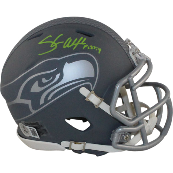 Shaun Alexander Autographed Seattle Seahawks Slate Mini Helmet Beckett WIT 55055