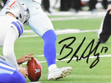 Brandon Aubrey Autographed Dallas Cowboys 8x10 Kick Photo - Prova *Black