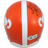 Floyd Little Autographed Denver Broncos 1966 TB VSR4 Mini Helmet Beckett 50221