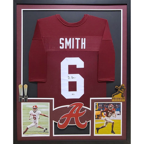 DeVonta Smith Autographed Framed Alabama Crimson Jersey