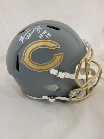 BRIAN URLACHER "HOF 18" SIGNED CHICAGO BEARS SLATE SPEED REPLICA HELMET BECKETT