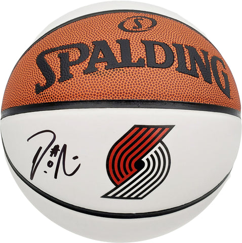 DAMIAN LILLARD AUTOGRAPHED TRAIL BLAZERS WHITE LOGO BASKETBALL BECKETT 195278