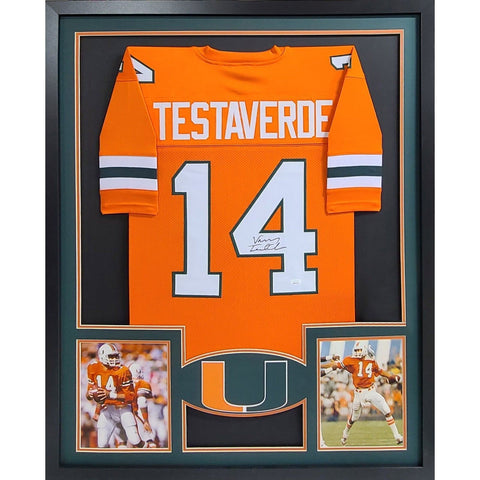 Vinny Testaverde Autographed Signed Framed Miami Heisman Winner Jersey JSA