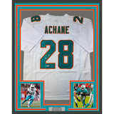 Framed Autographed/Signed De'Von DeVon Achane 33x42 Miami White Jersey BAS COA