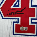 Framed Autographed/Signed Derrick Coleman 35x39 New Jersey White Jersey BAS COA
