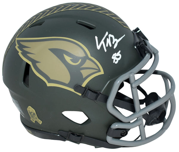 TREY McBRIDE SIGNED ARIZONA CARDINALS 2025 SALUTE TO SERVICE MINI HELMET BECKETT