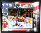 1980 Miracle on Ice USA Team Autographed 16x20 Photo LED Shadowbox BAS COA