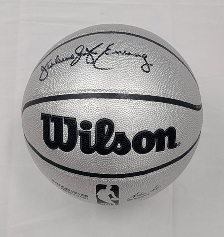 Julius DR. J Erving Autographed 76ers Wilson NBA Platinum Basketball Beckett