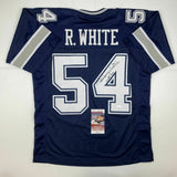 Autographed/Signed RANDY WHITE HOF 94 Dallas Blue Football Jersey JSA COA Auto