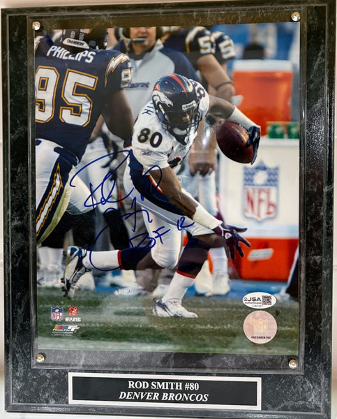 Rod Smith Autographed 8x10 Photo "ROF 12" with Plaque -- Denver Broncos | JSA COA