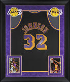 Lakers Magic Johnson Authentic Signed Black M&N HWC Swingman Framed Jersey BAS W