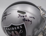 DJ D.J. Turner Autographed Raiders Mini Helmet Just Win Baby Beckett 2W133251