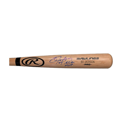 Bo Jackson Signed Rawlings Pro Natural Wood Baseball Bat w/ MVP Inscription COA