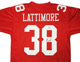 SAN FRANCISCO 49ERS MARCUS LATTIMORE AUTOGRAPHED RED JERSEY BECKETT QR 212445