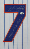 FRAMED NEW YORK METS BRETT BATY AUTOGRAPHED SIGNED INSCRIBED JERSEY JSA COA