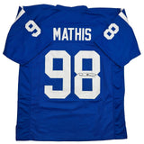 Autographed/Signed Robert Mathis Indianapolis Blue Football Jersey JSA COA