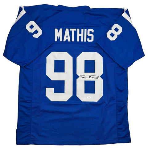 Autographed/Signed Robert Mathis Indianapolis Blue Football Jersey JSA COA